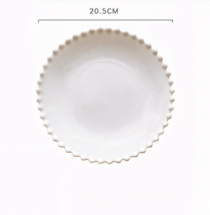 Ceramic Breakfast Plate with Pearl Edge Design