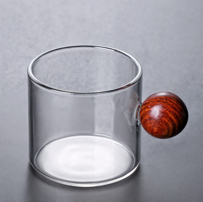 Coloured Coffee Cup with Wooden Handle