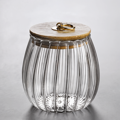 Dustproof Glass Storage Jar with Bamboo Lid