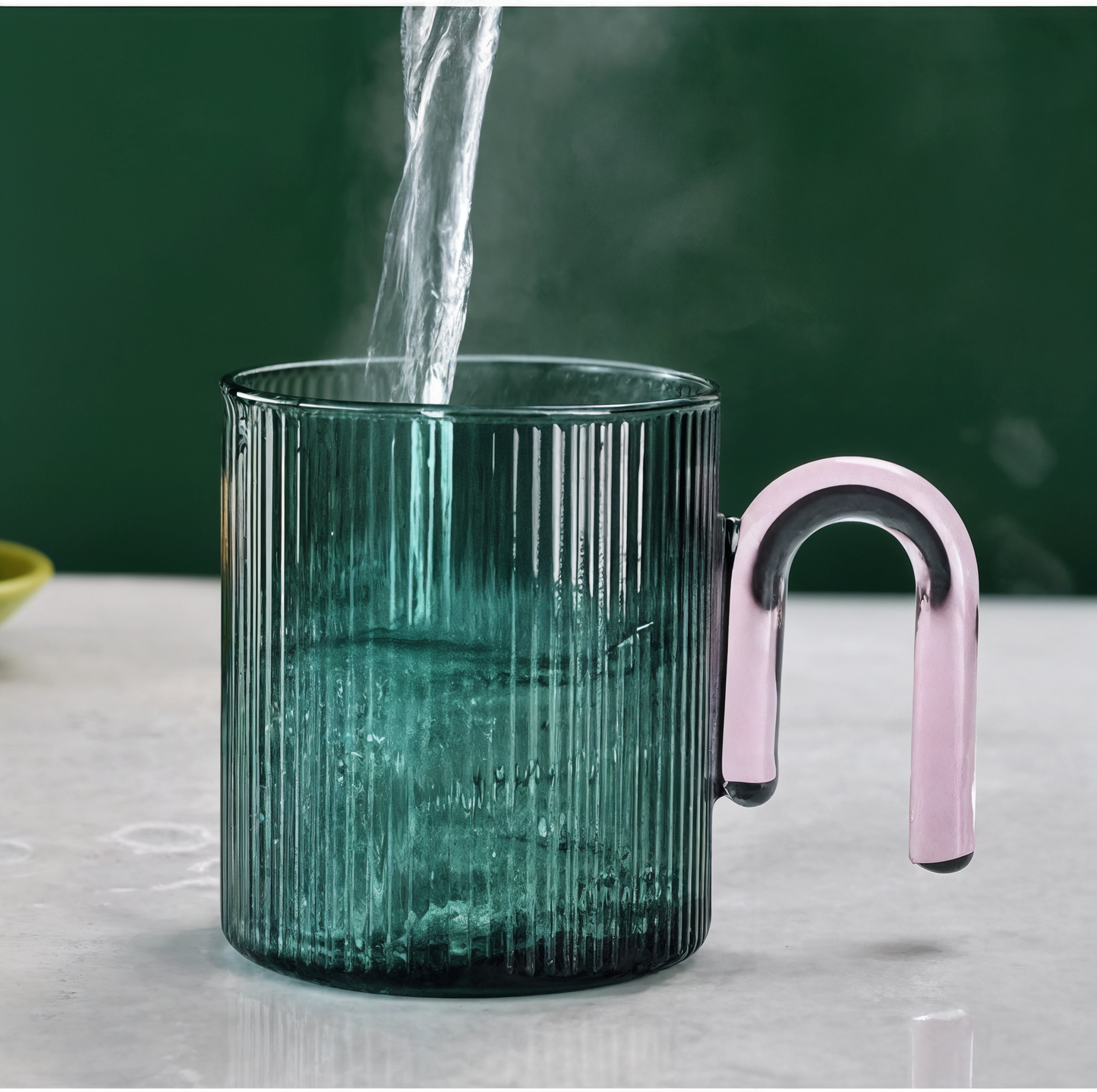 Vertical Pattern Colored Glass Cup