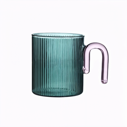 Vertical Pattern Colored Glass Cup