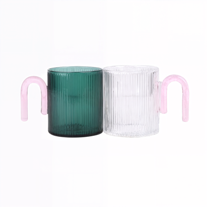 Vertical Pattern Colored Glass Cup